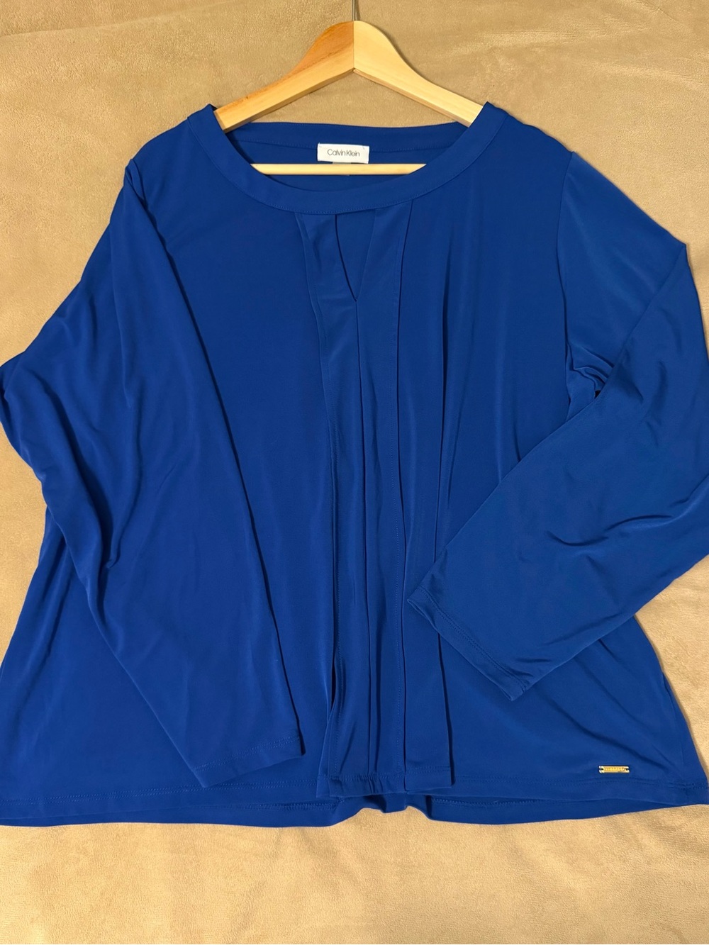 Calvin Klein Bold Blue Pleated Long-Sleeve Tee